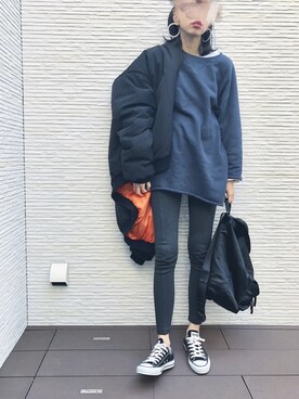 「CONVERSE（コンバース）のconverse（コンバース） ALL STAR OX（オールスターOX）（スニーカー）」を使った、kirinさん（レディース・173cm）の冬コーディネート