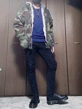 「Abercrombie&Fitch（アバークロンビーアンドフィッチ）のアイテム（パーカー）」を使った、328【相互】さん（メンズ・181cm）の冬コーディネート