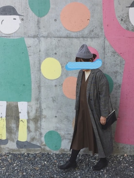 「Sunny clouds（サニークラウズ）のＳＵＮＮＹ　ＣＬＯＵＤＳ　ｆｅａｔ．Ｓｈｕｔｔｌｅ　Ｎｏｔｅｓ　ｋａｚｕｍｉと作ったダブルのチェスターコート＜レディース＞（チェスターコート、その他）」を使った、Hanuruさん（レディース・156cm）の冬コーディネート