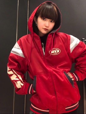 「90'sコーデ」｜「アイテム（ブルゾン）」を使った、トキワさん（レディース・155cm）の冬コーディネート