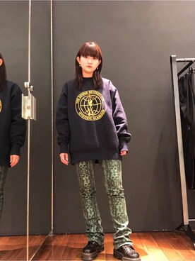 「ﾋﾞｯｸﾞｼﾙｴｯﾄ」｜「アイテム（スウェット）」を使った、トキワさん（レディース・155cm）の冬コーディネート