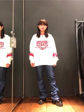 「ﾋﾞｯｸﾞｼﾙｴｯﾄ」｜「アイテム（スウェット）」を使った、トキワさん（レディース・155cm）の冬コーディネート