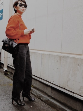 「Levis BLACK（リーバイスブラック）のアイテム」を使った、福持奈津美さん（レディース・157cm）の秋コーディネート