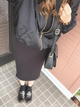 「ダニエルウェリントン」｜「アイテム（MA-1）」を使った、ユラさん（レディース・160cm）の冬コーディネート
