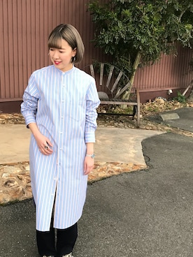 「MACPHEE（マカフィー）のアイテム（シャツワンピース）」を使った、いちごさん（レディース・158cm）の春コーディネート