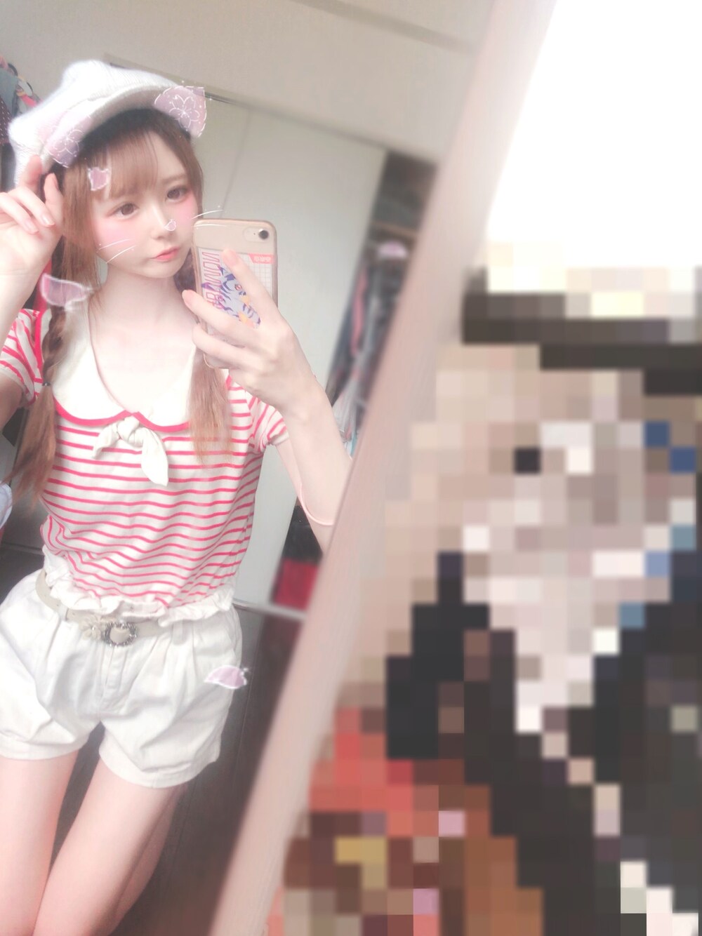「夏、シンプルコーデ、カジュアル、Tシャツ、マリンコーデ、マリン、マリンキャップ、涼しい」｜「LIZLISA dollのアイテム（トップス、レッド系）」を使った、ゆいたんさん（レディース・158cm）の夏コーディネートの1枚目の写真