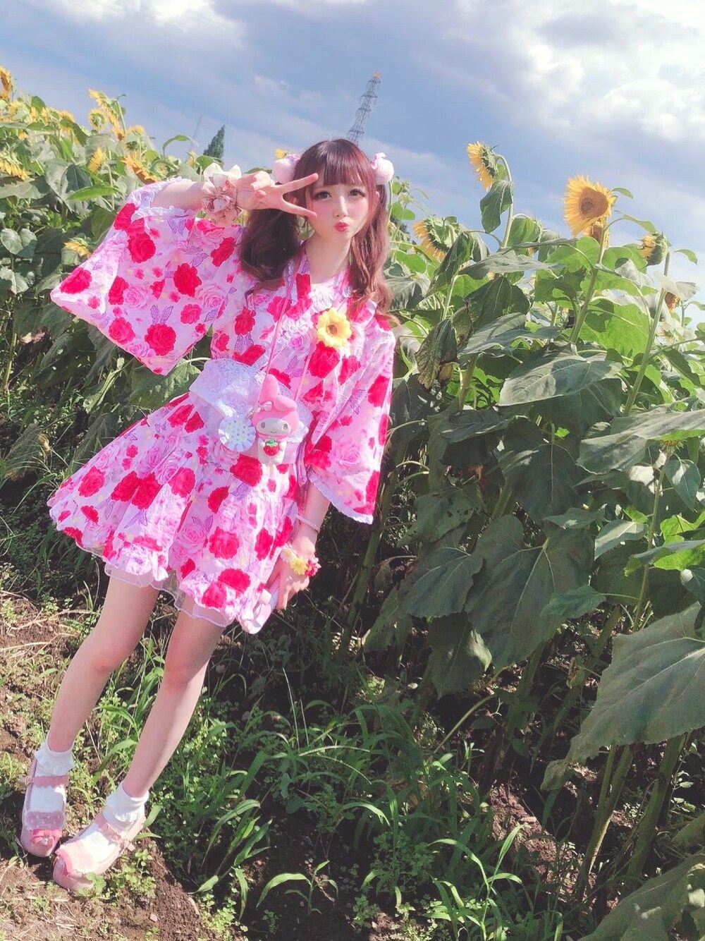 「浴衣」｜「LIZ LISAのアイテム（浴衣、ピンク系）」を使った、ゆいたんさん（レディース・158cm）の夏コーディネートの1枚目の写真