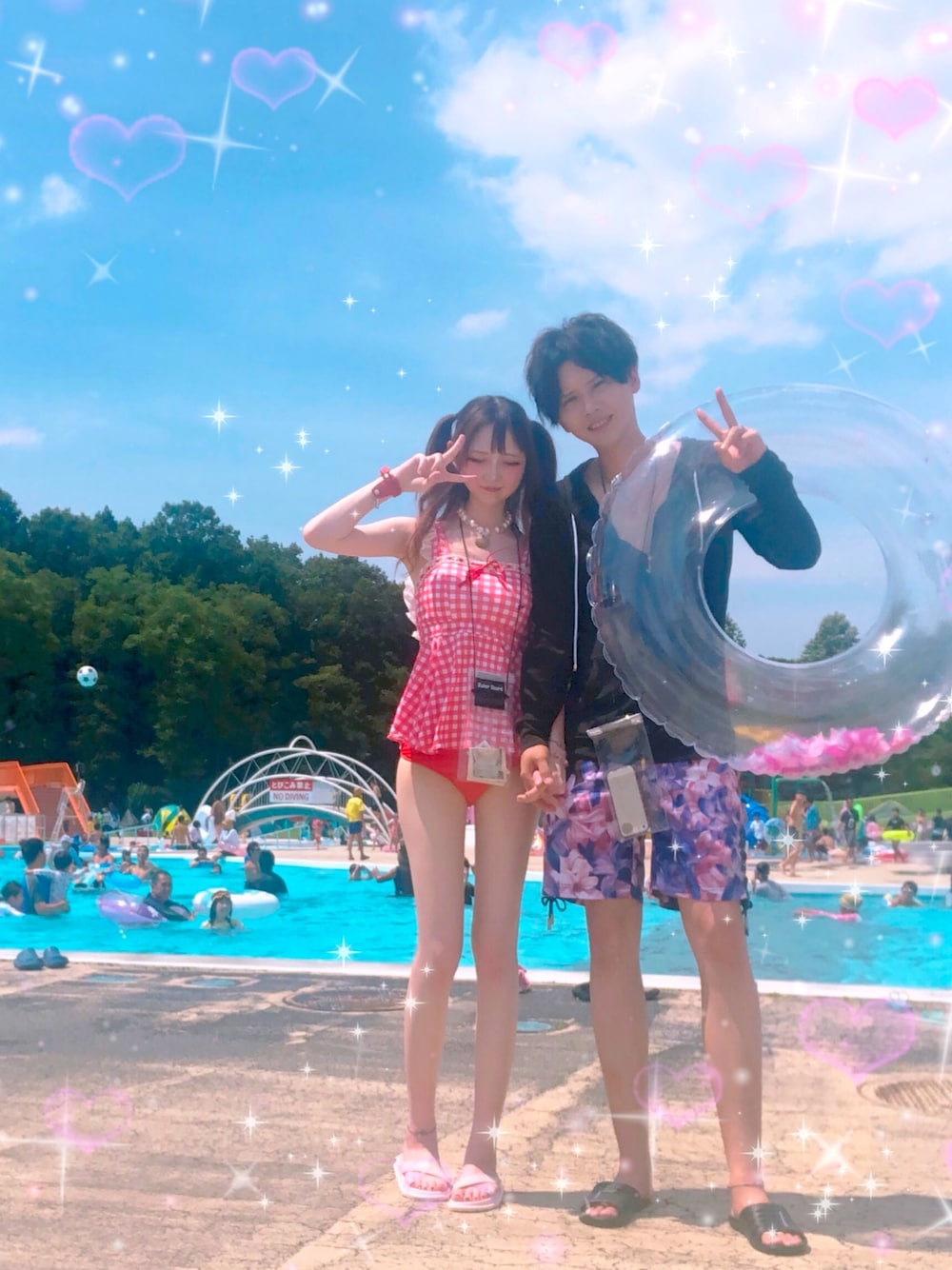「水着、夫婦、デート」｜「DearMyLoveのアイテム（水着、レッド系）」を使った、ゆいたんさん（レディース・158cm）の夏コーディネートの1枚目の写真