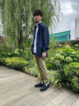 「アイテム（その他シューズ、ブルー系）」を使った、大粒来さん（メンズ・166cm）の夏コーディネート