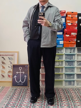 「YMC（ワイエムシー）のアイテム（パンツ）」を使った、JPさん（メンズ・172cm）の春コーディネート