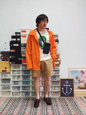 「国潮」｜「アイテム（ブルゾン）」を使った、JPさん（メンズ・173cm）の夏コーディネート