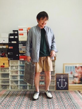 「日系极简」｜「アイテム（その他シューズ）」を使った、JPさん（メンズ・172cm）の秋コーディネート