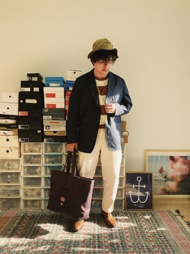 「Red Cloud MFG & Co（-）のアイテム（バッグ）」を使った、JPさん（メンズ・172cm）の冬コーディネート