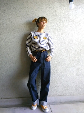 「東洋エンタープライズ（トーヨーエンタープライズ）のアイテム（トップス）」を使った、Wataさん（レディース・159cm）の春コーディネート