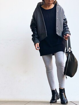「ROSE BUD（ローズバッド）のアイテム（スタジャン）」を使った、hinaimamaさん（レディース・157cm）の冬コーディネート