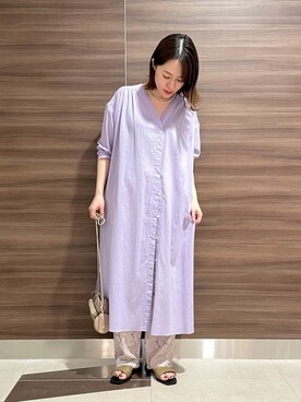 「URBAN RESEARCH（アーバンリサーチ）のコットンガウンワンピース（ワンピース）」を使った、yamさん（レディース・158cm）の春コーディネート