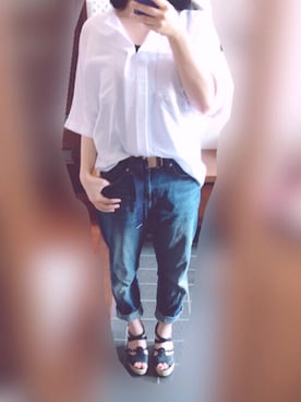 「アイテム（ファンデーション、パープル系）」を使った、SHiEさん（レディース・151cm）の夏コーディネート