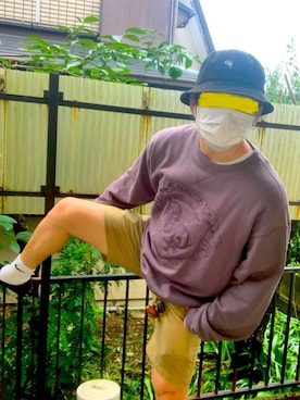 「BlackEyePatch（ブラックアイパッチ）のアイテム（スウェット）」を使った、餓鬼さん（メンズ・177cm）の夏コーディネート