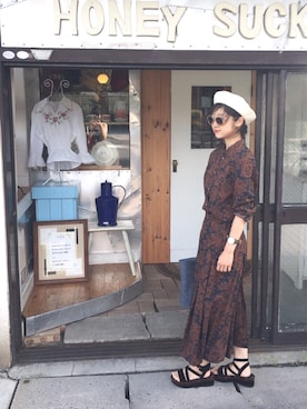 「SHEL’TTER（シェルター）のアイテム（ハンチング/ベレー帽）」を使った、りさる🙊さん（レディース・155cm）の夏コーディネート