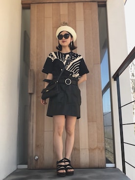 「SHEL’TTER（シェルター）のアイテム（ハンチング/ベレー帽）」を使った、りさる🙊さん（レディース・155cm）の春コーディネート