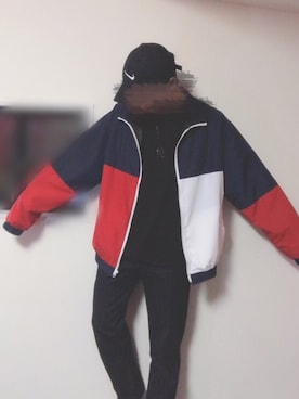 「no brand（ノーブランド）のアイテム（ナイロンジャケット）」を使った、일본인さん（メンズ・170cm）の冬コーディネート