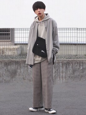 「YARD PLUS（ヤードプリュス）のアイテム（パーカー）」を使った、ろむしさん（メンズ・174cm）の春コーディネート