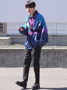 「HARE」｜「アイテム（ナイロンジャケット）」を使った、ろむしさん（メンズ・174cm）の春コーディネート