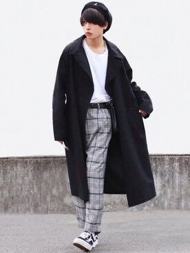 「INTER FACTORY（インターファクトリー）のWEARISTA tai × INTER FACTORY　パーツレスオーバーサイズトレンチコート（トレンチコート）」を使った、ろむしさん（メンズ・174cm）の秋コーディネート