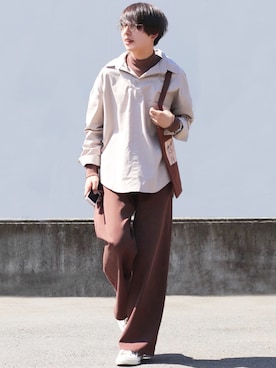 「PPFM（ピーピーエフエム）のアイテム（パンツ）」を使った、ろむしさん（メンズ・174cm）の秋コーディネート