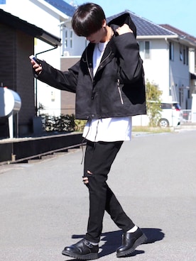 「NOT CONVENTIONAL（ノットコンベンショナル）のアイテム（ブルゾン）」を使った、ろむしさん（メンズ・174cm）の秋コーディネート