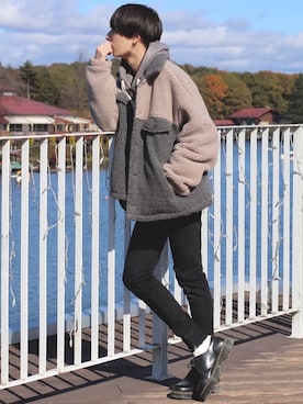 「apres jour（アプレジュール）のアイテム（ジャケット/アウター）」を使った、ろむしさん（メンズ・174cm）の秋コーディネート