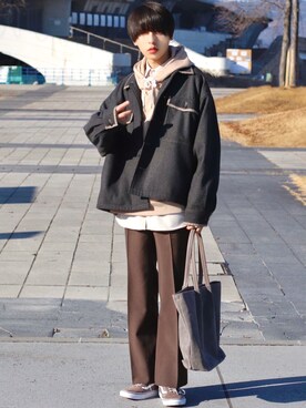 「BASQUE magenta（バスクマゼンタ）のアイテム（ブルゾン）」を使った、ろむしさん（メンズ・174cm）の冬コーディネート