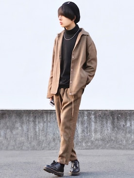 「UNIQLO（ユニクロ）のタートルネックT（長袖）（Tシャツ/カットソー）」を使った、ろむしさん（メンズ・174cm）の冬コーディネート