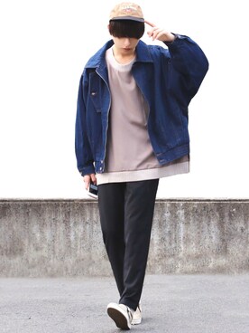 「CASPER JOHN（キャスパージョン）のアイテム（デニムジャケット）」を使った、ろむしさん（メンズ・174cm）の冬コーディネート