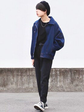 「CASPER JOHN（キャスパージョン）のアイテム（デニムジャケット）」を使った、ろむしさん（メンズ・174cm）の冬コーディネート