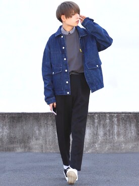 「ZIP FIVE（ジップファイブ）のアイテム（デニムジャケット）」を使った、ろむしさん（メンズ・174cm）の春コーディネート