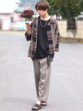 「minsobi（ミンソビ）のアイテム」を使った、ろむしさん（メンズ・174cm）の春コーディネート