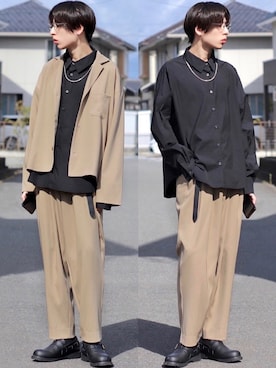 「Loose/ルース（ルース）のアイテム（テーラードジャケット）」を使った、ろむしさん（メンズ・174cm）の秋コーディネート