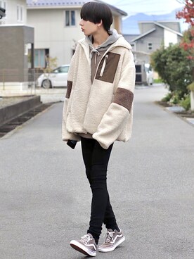 「ASTRONOMY（アストロノミー）のアイテム（ブルゾン）」を使った、ろむしさん（メンズ・174cm）の秋コーディネート