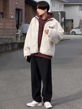 「anown（アノン）のアイテム（ジャケット/アウター）」を使った、ろむしさん（メンズ・174cm）の冬コーディネート