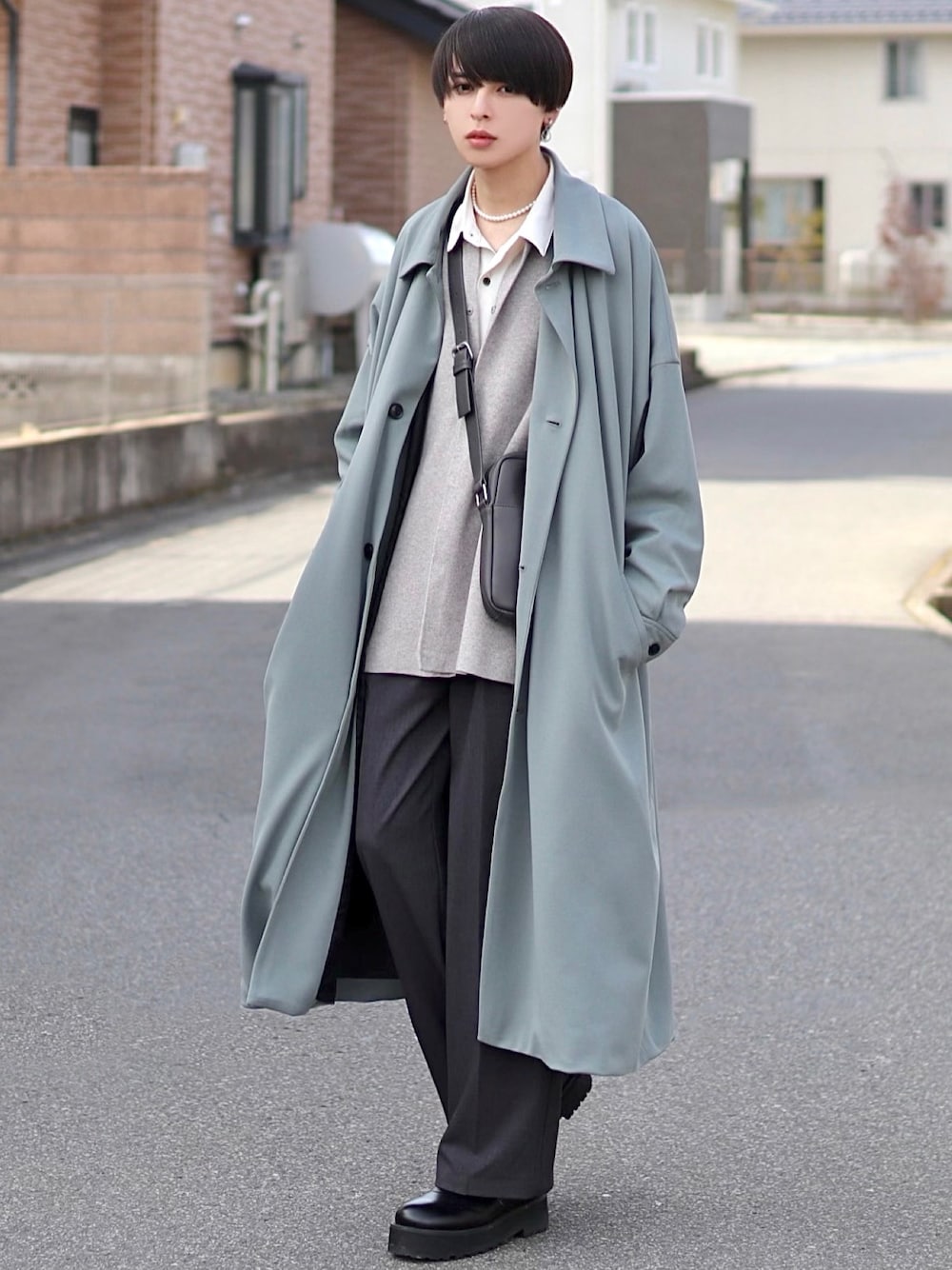 EMMA CLOTHES」 ステンカラーコート L チャコールグレー メンズ 