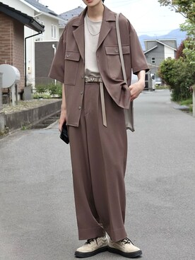 「LUCY（ルーシー）のアイテム（スラックス）」を使った、ろむしさん（メンズ・174cm）の春コーディネート