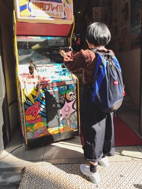 「COMME des GARCONS（コムデギャルソン）のアイテム（サロペット/オーバーオール）」を使った、上野放鬆さん（レディース・150cm）の秋コーディネート