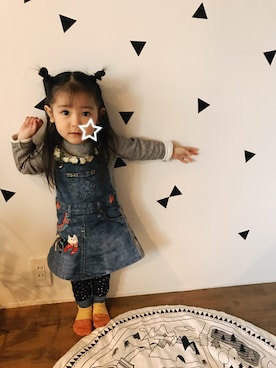 「StompStamp（ストンプスタンプ）のアイテム（ワンピース/ドレス）」を使った、you☺︎さん（キッズ・90cm）の冬コーディネート