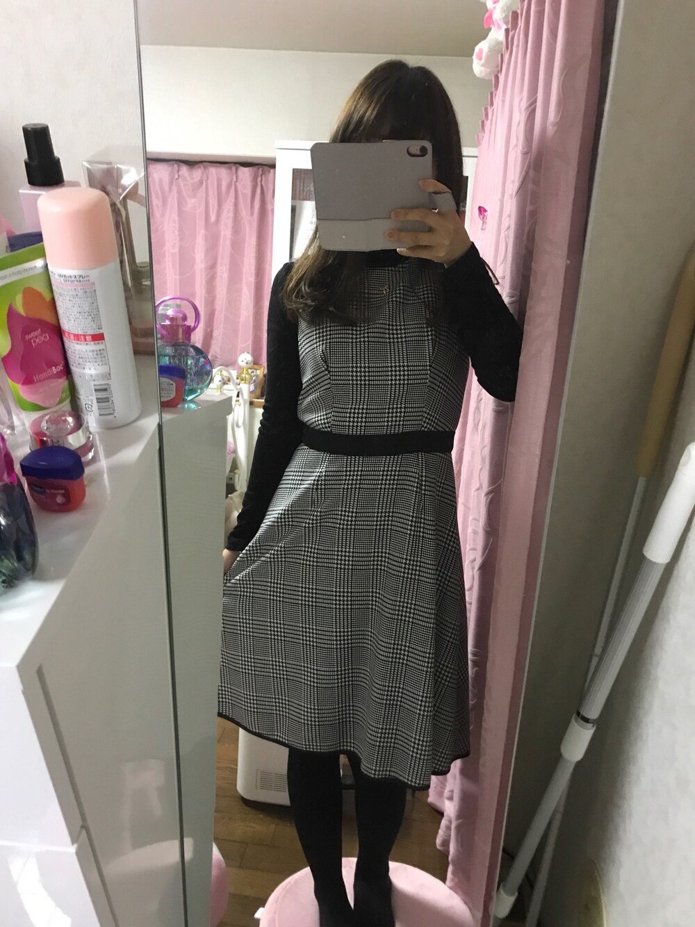 「snidel、グレンチェック、ワンピース」｜「SNIDELのアイテム（ワンピース、その他）」を使った、yuutanさん（レディース・148cm）の冬コーディネートの1枚目の写真