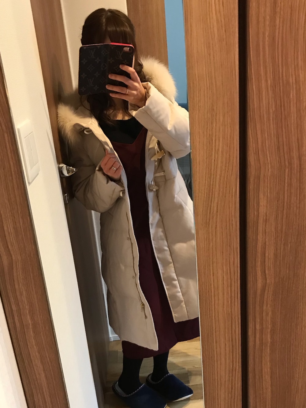 「冬コーデ」｜「JILL by JILL STUARTのアイテム（ジャケット/アウター、ピンク系）」を使った、yuutanさん（レディース・148cm）の冬コーディネートの1枚目の写真