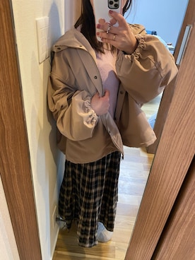 「GRL」｜「アイテム（マウンテンパーカー）」を使った、yuutanさん（レディース・147cm）の春コーディネート