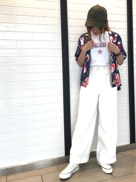 「CONVERSE TOKYO（コンバーストウキョウ）のアイテム（キャップ）」を使った、haruka.Sさん（レディース・160cm）の夏コーディネート