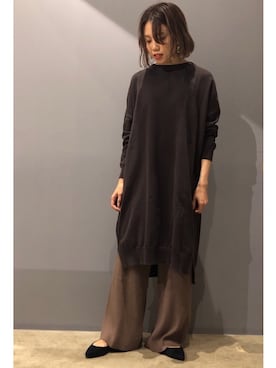「ゆったりシルエット」｜「アイテム（ワンピース/ドレス）」を使った、minaさん（レディース・161cm）の秋コーディネート