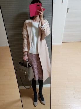 「31 Sons de mode（トランテアン　ソン　ドゥ　モード）のアイテム（ノーカラージャケット）」を使った、もぐ子さん（レディース・158cm）の秋コーディネート